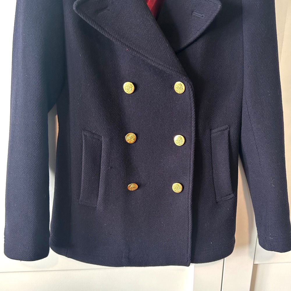 J. Crew‎ Women's Navy Wool Blend Stadium Cloth by Nello Gori Peacoat in Size 4 - Picture 4 of 14